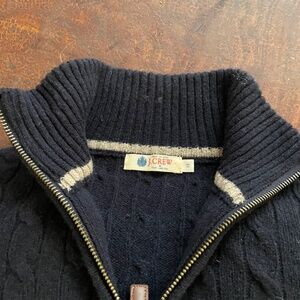 J Crew Quart Zip navy cable knit sweater